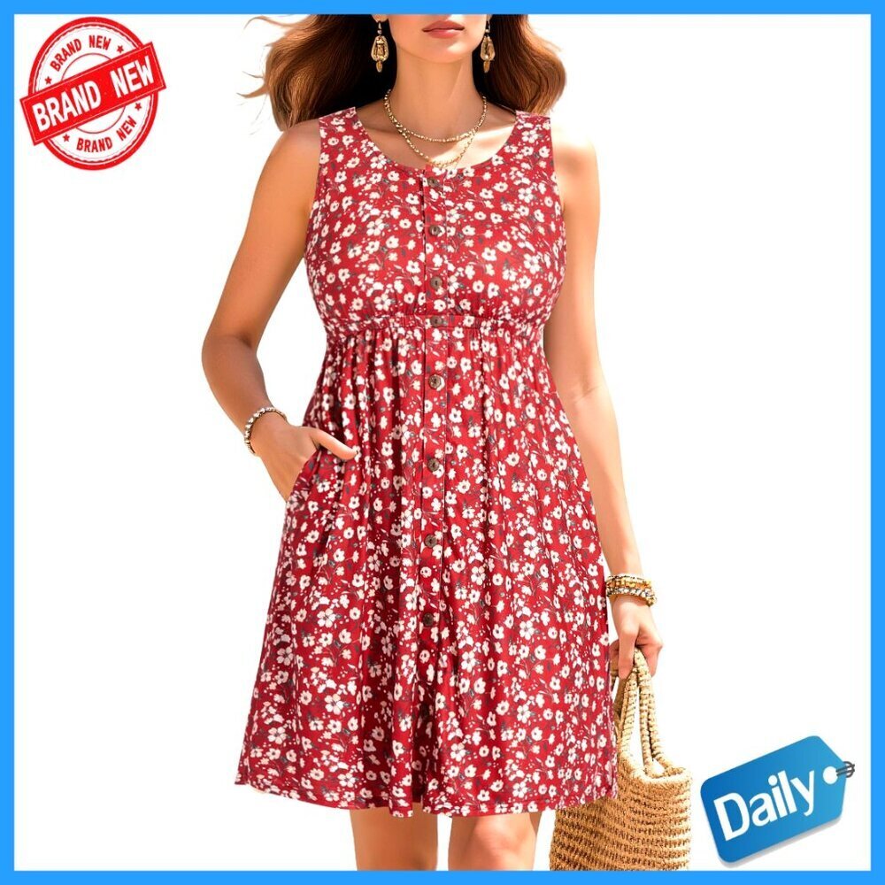 Plus Size Summer Casual Tank Dress with Pockets